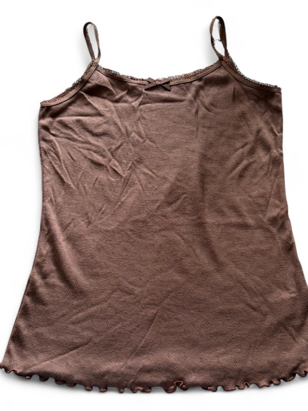 Brown Lace-Trim Cami Tank Top - Women